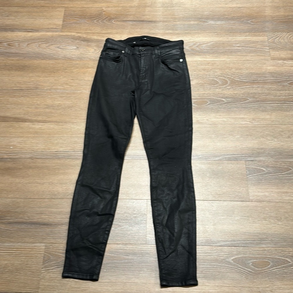 Black wax skinny jeans